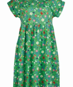 Frugi Green Organic Floral Callie Slub Dress