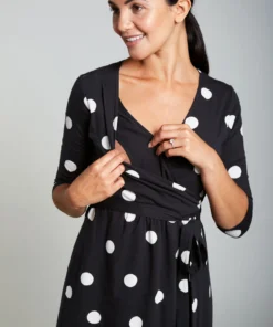 Frugi Organic Black Polka Maternity & Nursing Wrap Dress -Our Lil Trends Sales Store unnamed file 119 scaled