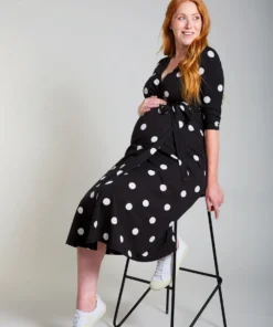 Frugi Organic Black Polka Maternity & Nursing Wrap Dress -Our Lil Trends Sales Store unnamed file 120 scaled