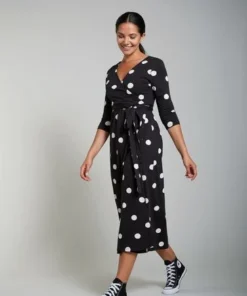 Frugi Organic Black Polka Maternity & Nursing Wrap Dress -Our Lil Trends Sales Store unnamed file 121