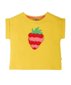 Frugi Yellow Organic Strawberry Applique Top