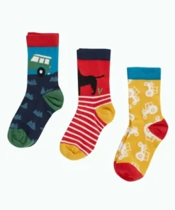 Frugi Red Off Roading Organic Super Soft 3 Pack Socks -Our Lil Trends Sales Store unnamed file 139