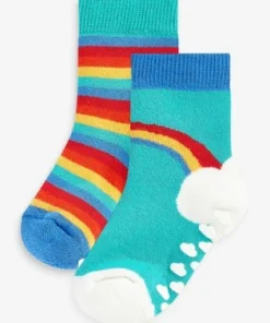 Frugi Red Organic Cotton Rainbow Non Slip Grippy Socks 2 Pack -Our Lil Trends Sales Store unnamed file 143