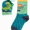 Frugi Organic Green Socks In A Bag - Dinosaur