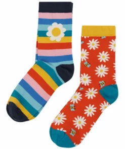 Frugi Adult Daisy Orange Organic Socks 2 Pack
