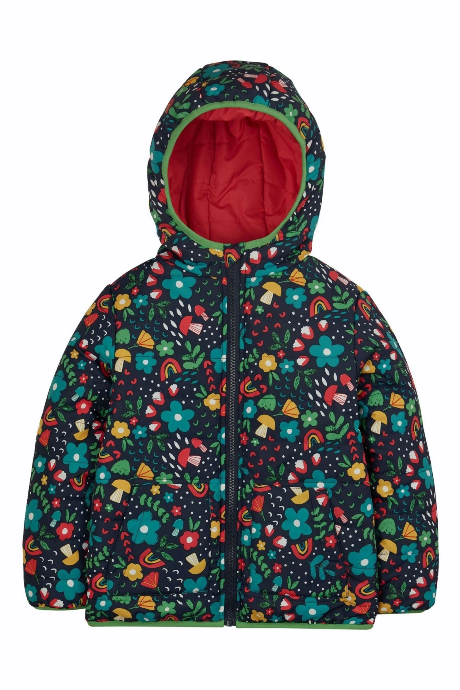 Frugi Pink Reversible Toasty Bright Floral Jacket 5 Frugi Pink Reversible Toasty Bright Floral Jacket - Image 3