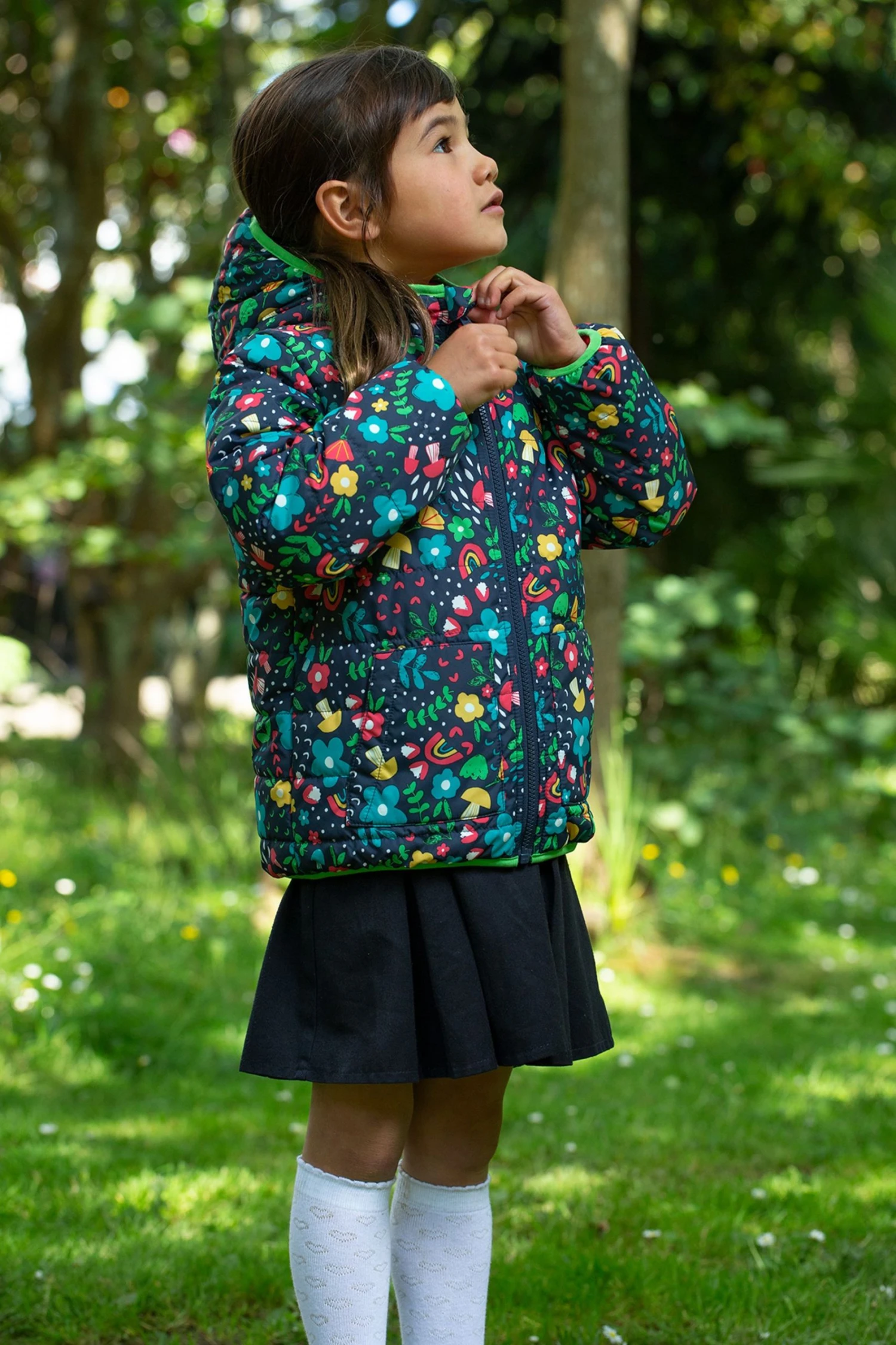 Frugi Pink Reversible Toasty Bright Floral Jacket 8 Frugi Pink Reversible Toasty Bright Floral Jacket - Image 6
