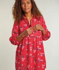 Frugi Red Maternity And Nursing Organic Floral Tunic