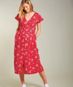 Frugi Maternity And Nursing Red Organic Floral Midi Dress -Our Lil Trends Sales Store unnamed file 240 scaled