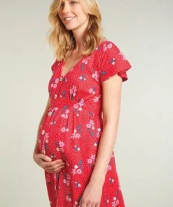 Frugi Maternity And Nursing Red Organic Floral Midi Dress -Our Lil Trends Sales Store unnamed file 242