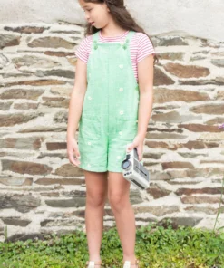 Frugi Green Organic Green Daisy Dungaree