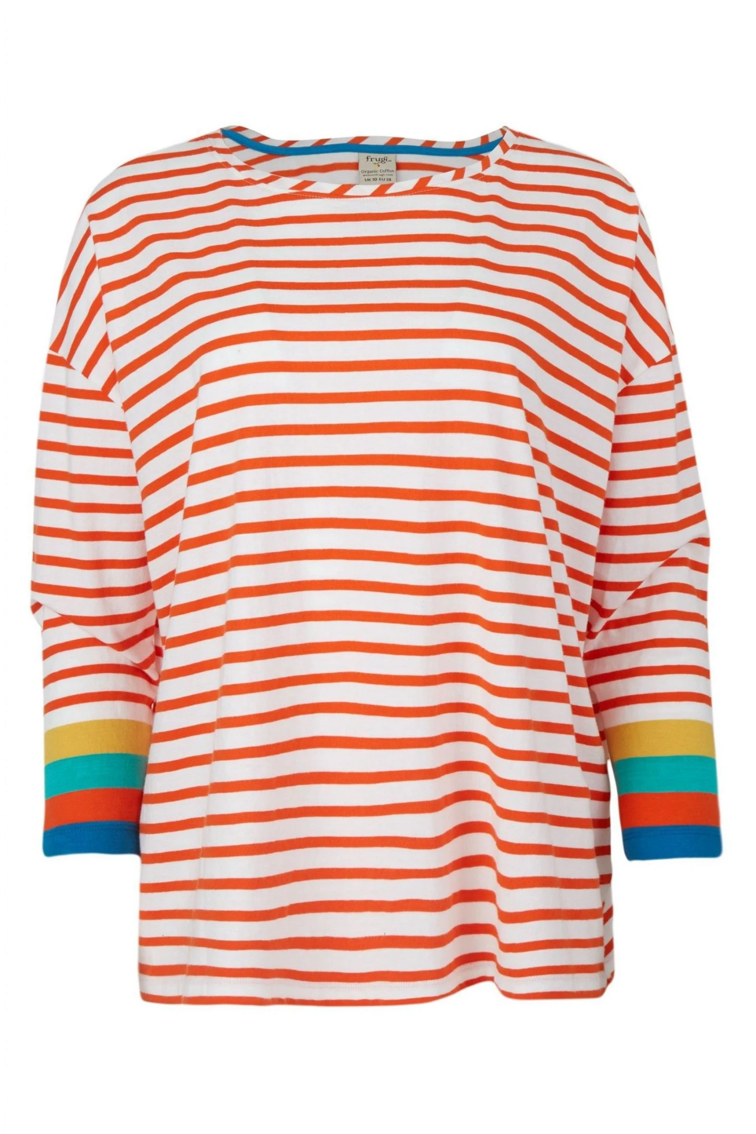 Frugi Organic Orange Stripe Ladies Long Sleeve Top 4 Frugi Organic Orange Stripe Ladies Long Sleeve Top - Image 2