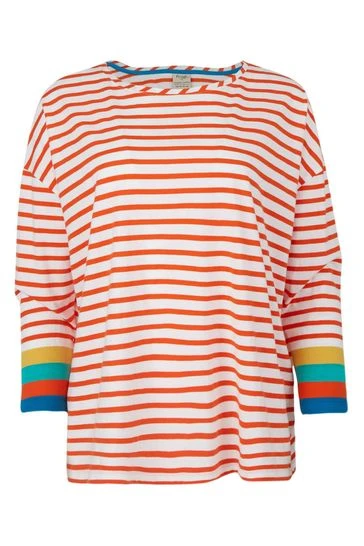 Frugi Organic Orange Stripe Ladies Long Sleeve Top 6 Frugi Organic Orange Stripe Ladies Long Sleeve Top - Image 4