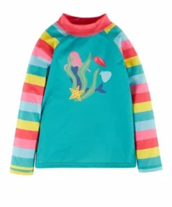 Frugi Blue Rainbow Stripe Mermaid UPF 50+ Sun Safe Rash Vest -Our Lil Trends Sales Store unnamed file 298