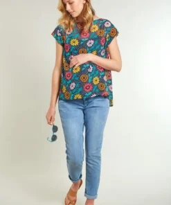 Frugi Maternity & Nursing Organic Navy Blue Dahlias Top -Our Lil Trends Sales Store unnamed file 30
