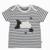 Frugi White Organic Cotton Monochrome Cloud Appliqué T-Shirt