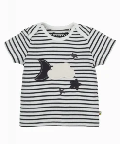Frugi White Organic Cotton Monochrome Cloud Appliqué T-Shirt