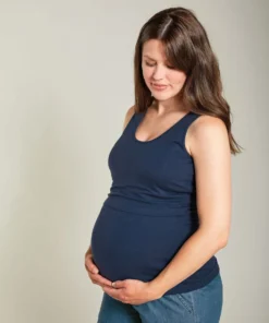 Frugi Organic Navy Blue Maternity & Nursing Vest Top