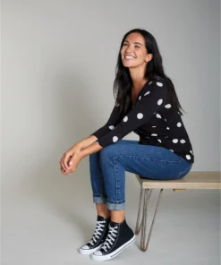 Frugi Organic Black Polka Dot Maternity & Nursing Top