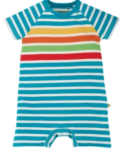 Frugi Blue Organic Rainbow Romper