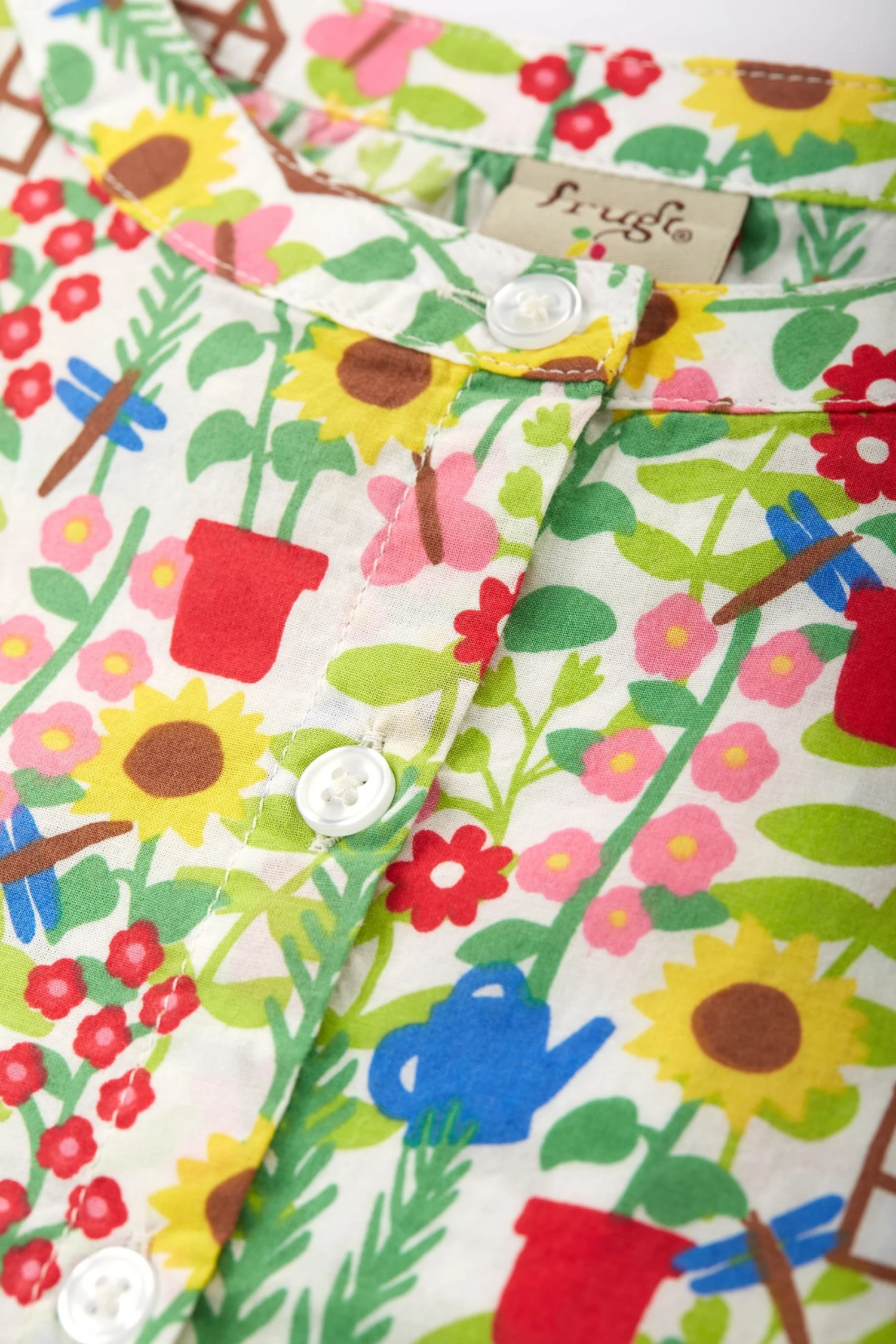 Frugi White Organic Floral Print Shirt 4 Frugi White Organic Floral Print Shirt - Image 2