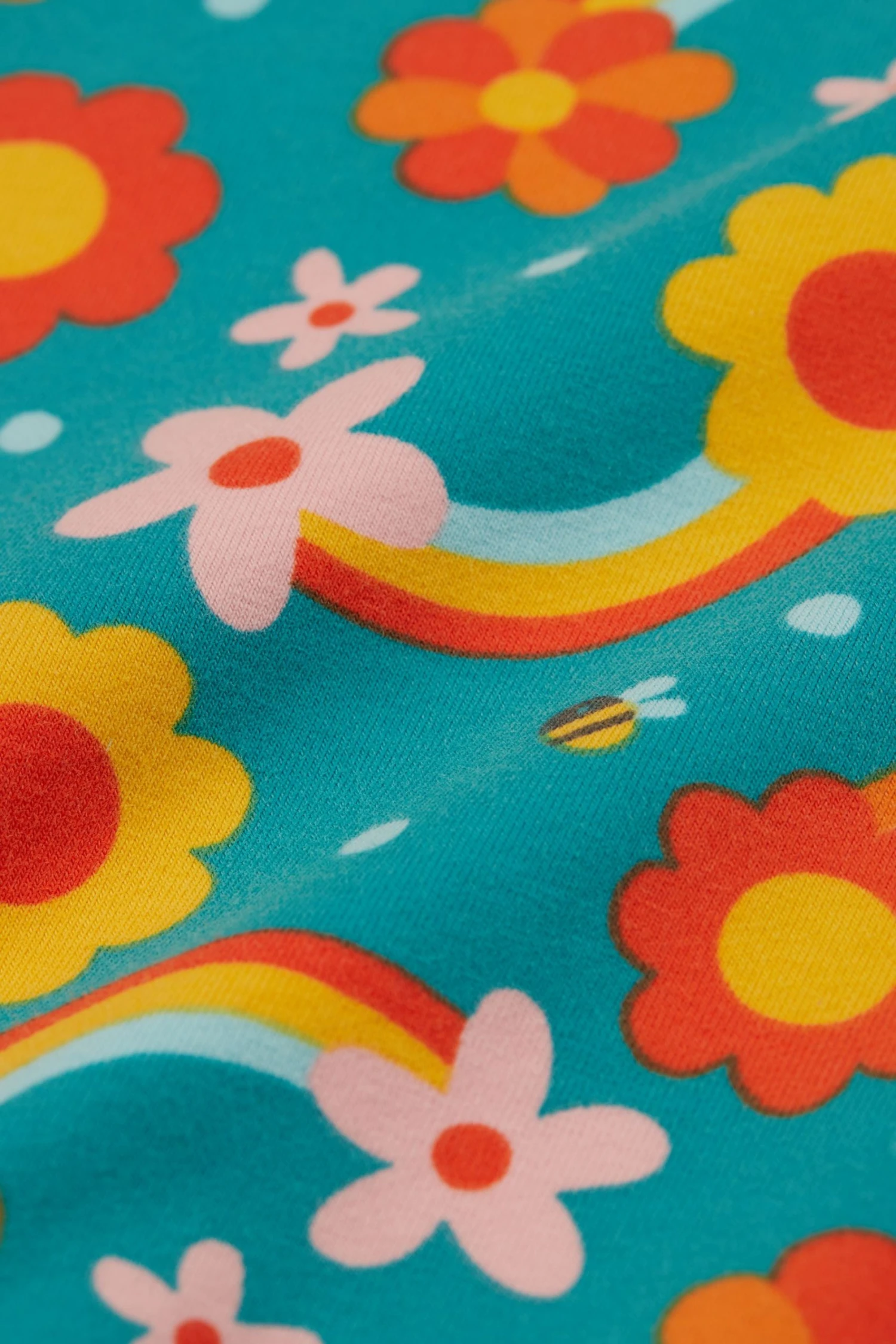 Frugi Teal Blue Organic Dahlias Long Sleeve Top 5 Frugi Teal Blue Organic Dahlias Long Sleeve Top - Image 3