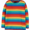 Frugi Red Organic Cotton Long Sleeve Rainbow Top
