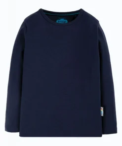 Frugi Navy Blue Organic Cotton Long Sleeve Plain T-Shirt