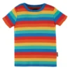 Frugi Red Rainbow Stripe Organic Cotton T-Shirt
