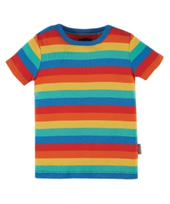 Frugi Red Rainbow Stripe Organic Cotton T-Shirt