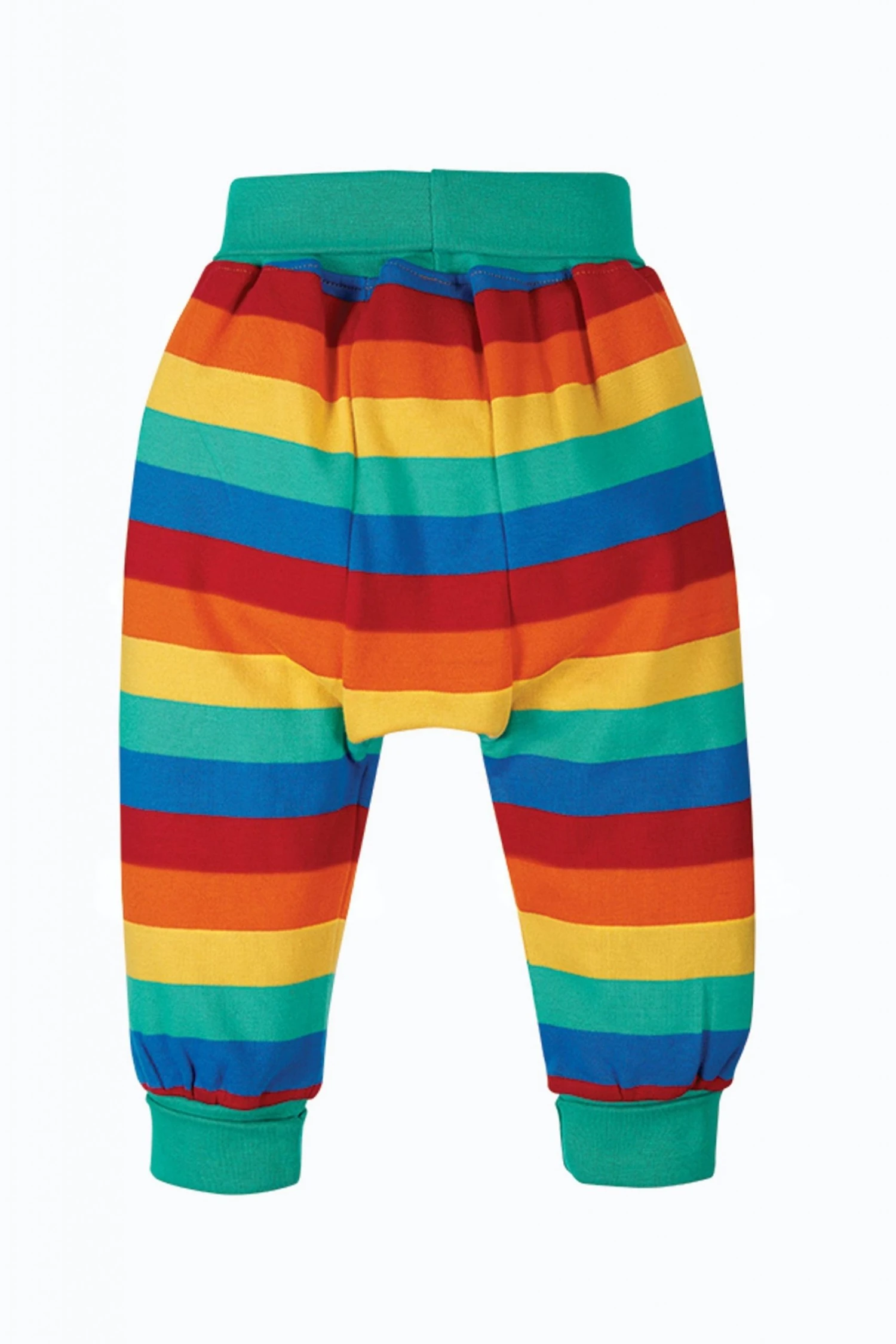 Frugi Red Rainbow Stripe Organic Cotton Harem Style Trousers 4 Frugi Red Rainbow Stripe Organic Cotton Harem Style Trousers - Image 2