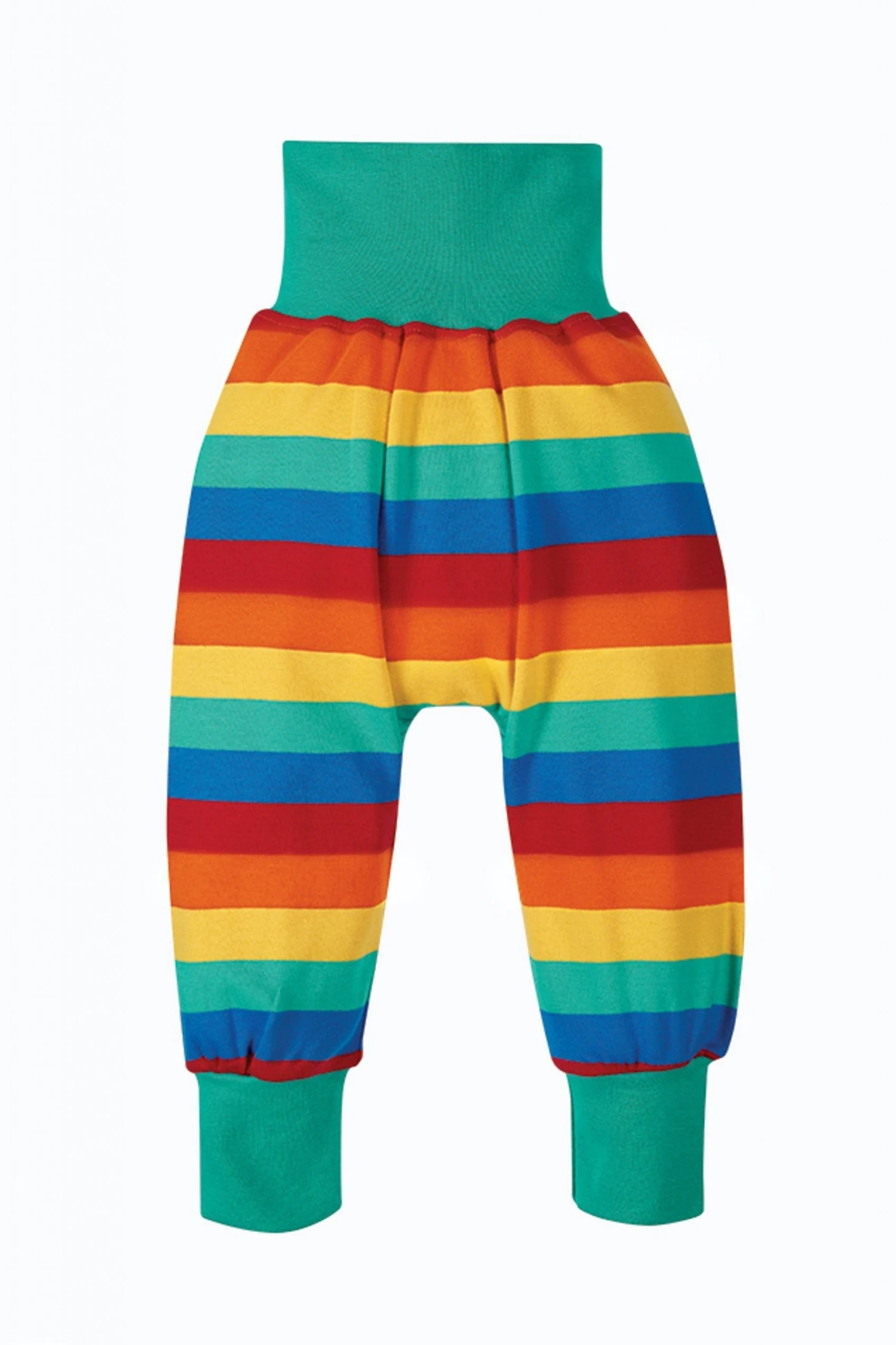 Frugi Red Rainbow Stripe Organic Cotton Harem Style Trousers 5 Frugi Red Rainbow Stripe Organic Cotton Harem Style Trousers - Image 3