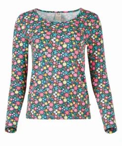 Frugi Womens Blue Organic Grown Ups Floral Bryher Top