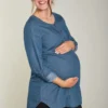 Frugi Blue Denim Pintuck Maternity Or Breastfeeding Cotton Tunic