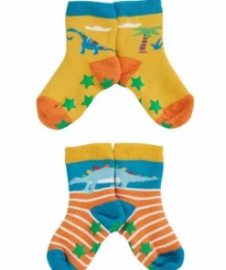 Frugi Natural Dinosaur Organic Grippy Non Slip Socks 2 Pack -Our Lil Trends Sales Store unnamed file 509