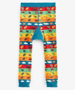 Frugi Organic Cotton Knitted Leggings - Rainbow Bugs