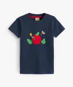 Frugi Blue Organic National Trust Apple Worm Creature Top