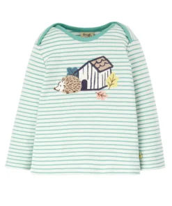 Frugi Organic Cotton Hedgehog Appliqué Top - Breton