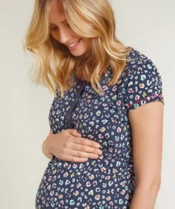 Frugi Navy Blue Organic Maternity And Nursing Nightie - Leopard -Our Lil Trends Sales Store unnamed file 608