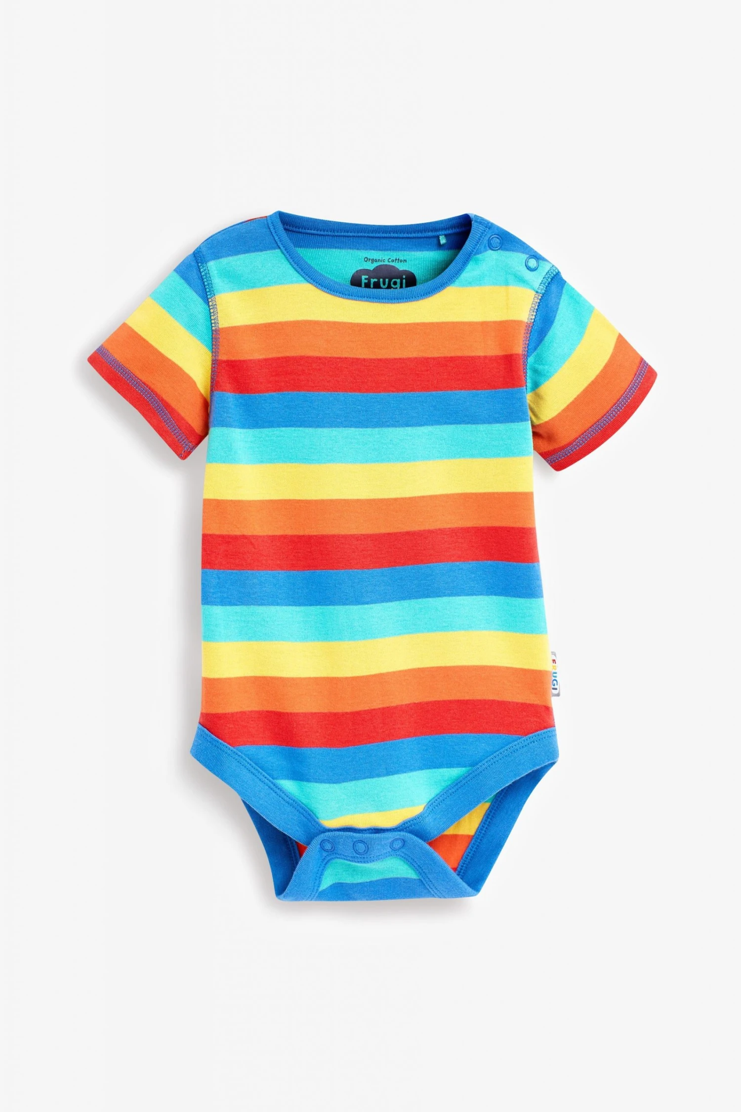 Frugi Blue Organic Cotton Rainbow Short Sleeve Bodysuits 4 Pack 8 Frugi Blue Organic Cotton Rainbow Short Sleeve Bodysuits 4 Pack - Image 6