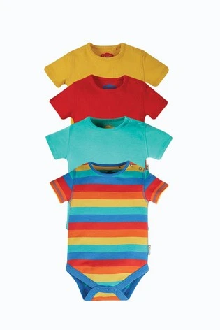 Frugi Blue Organic Cotton Rainbow Short Sleeve Bodysuits 4 Pack 9 Frugi Blue Organic Cotton Rainbow Short Sleeve Bodysuits 4 Pack - Image 7