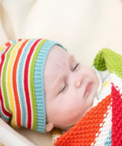 Frugi Natural Organic Cotton Knitted Hat - Rainbow Stripe