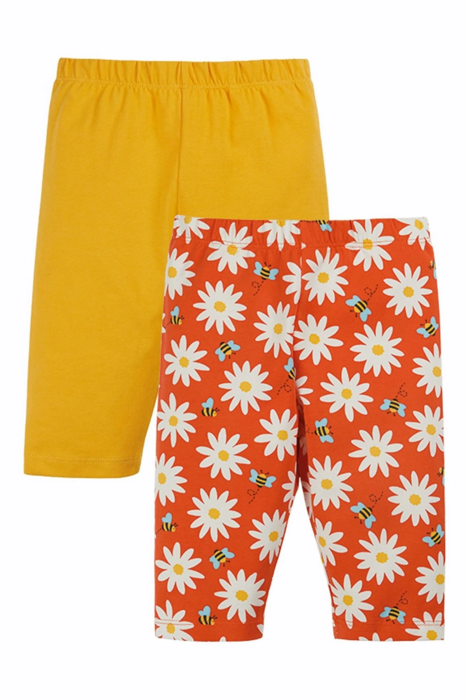 Frugi Orange & Daisy Organic Cycling Short Leggings 2 Pack 3 Frugi Orange & Daisy Organic Cycling Short Leggings 2 Pack