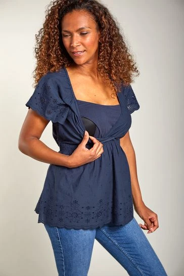 Frugi Navy Blue Organic Maternity And Nursing Top 7 Frugi Navy Blue Organic Maternity And Nursing Top - Image 5