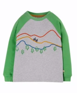 Frugi Organic Cotton Mountain Appliqué Top - Grey/Green -Our Lil Trends Sales Store unnamed file 68