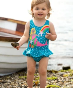 Frugi Blue Mermaid UPF 50+ Recycled Coral Swimsuit