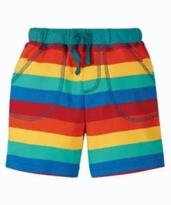 Frugi Red Organic Cotton Rainbow Stripe Jersey Shorts -Our Lil Trends Sales Store unnamed file 700