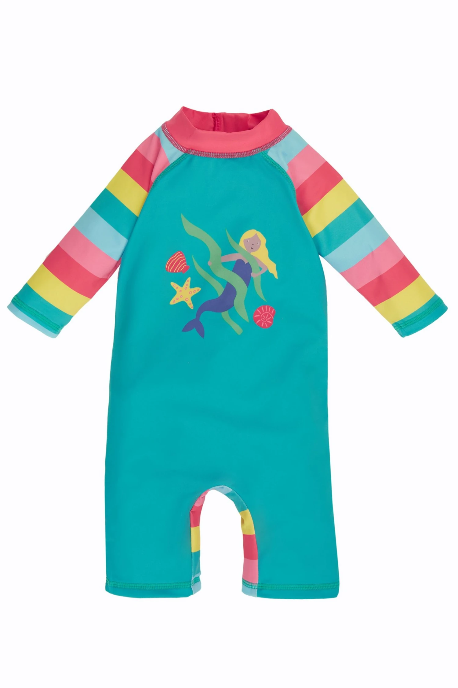 Frugi Blue Rainbow Mermaid UPF 50+ Recycled Little Sun Safe Suit 3 Frugi Blue Rainbow Mermaid UPF 50+ Recycled Little Sun Safe Suit