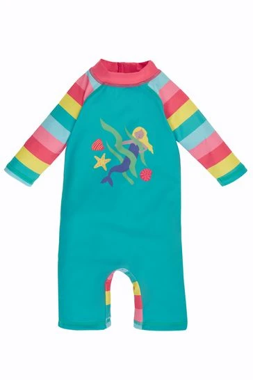 Frugi Blue Rainbow Mermaid UPF 50+ Recycled Little Sun Safe Suit 8 Frugi Blue Rainbow Mermaid UPF 50+ Recycled Little Sun Safe Suit - Image 6