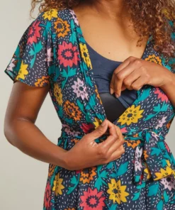 Frugi Maternity & Nursing Dahlias Blue Organic Dress -Our Lil Trends Sales Store unnamed file 75 scaled